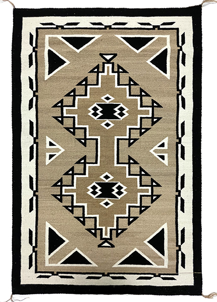 Christine Curley, Two Grey Hills rug | Gorman Museum