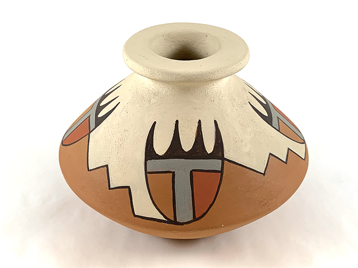 polychrome vase with geometric design