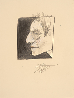 self portrait in profile drawing