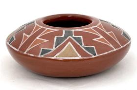 polychrome jar with geometric designs