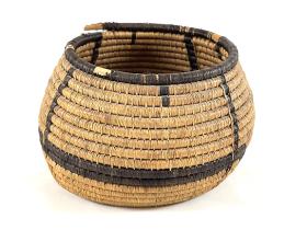 coiled basket with black stripe design