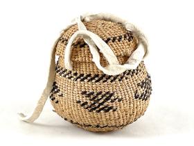 lidded basket with triangular designs